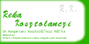 reka kosztolanczi business card